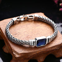 KarmaRipple's Retro Blue Acrylic Dragon Keel Woven Design Balancing Wealth Buckle Bracelet