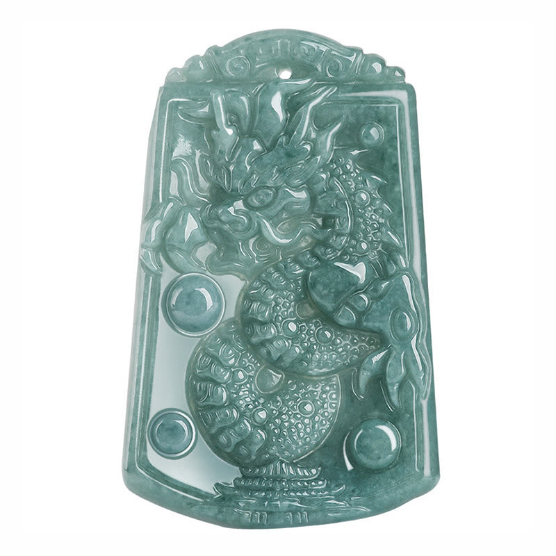 KarmaRipple's Year Of The Dragon Chinese Zodiac Dragon Travels The World Jade Strength Pendant Necklace p7