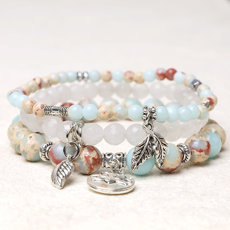 KarmaRipple's 3PCS Authentic Quartz Gemstone Beaded Balancing Energy Lotus Bracelet p41