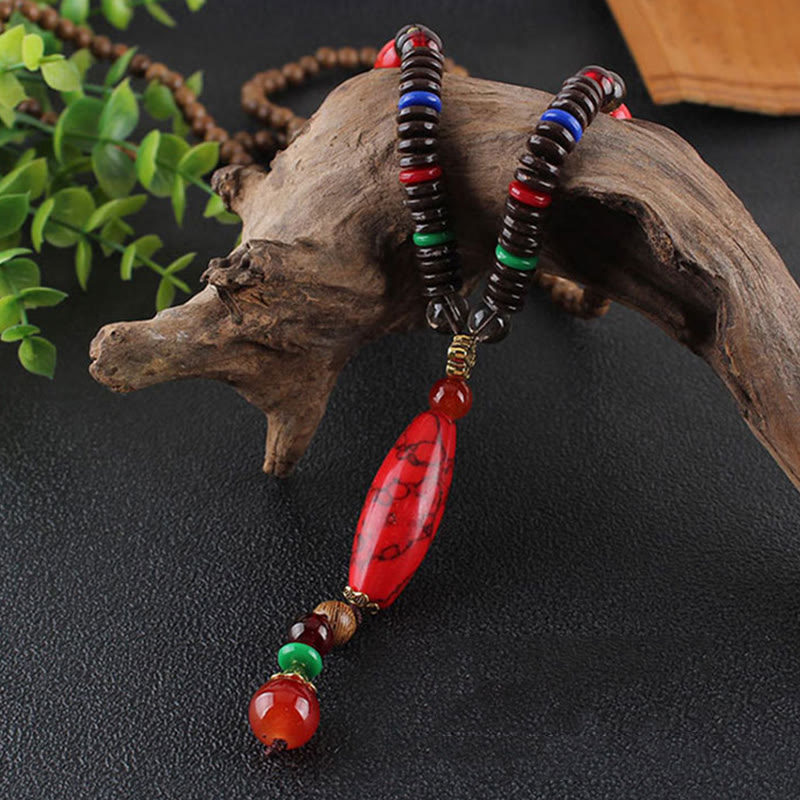 KarmaRipple's Wenge Wood Turquoise Stone Protection Calm Pendant Necklace p8