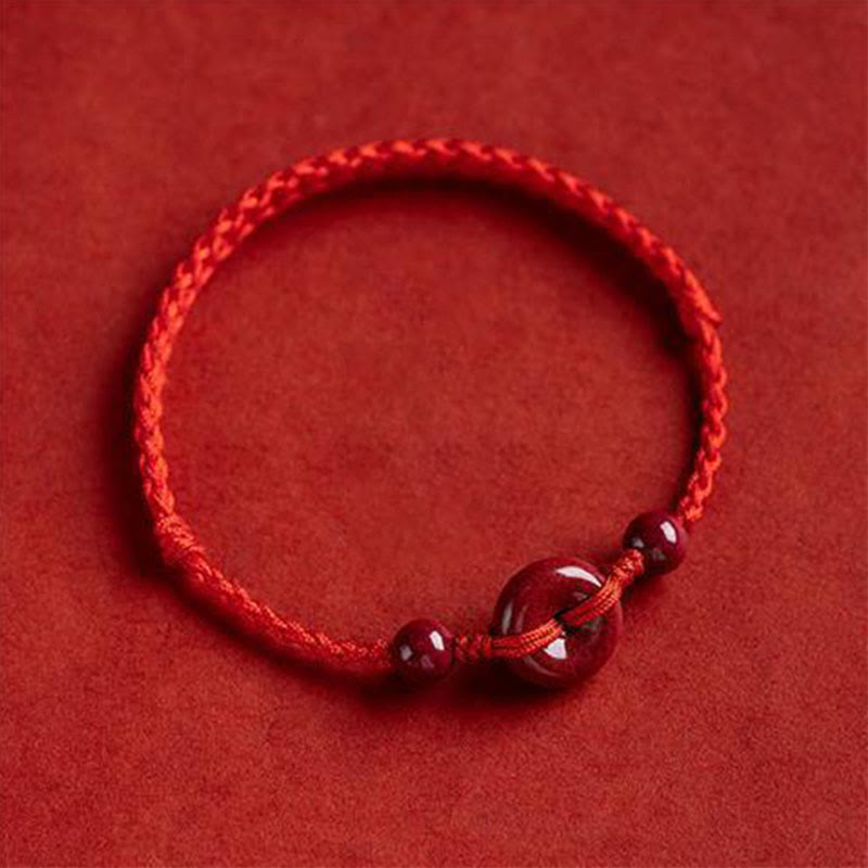 KarmaRipple's Handmade Cinnabar Peace Buckle Safe and Healthy Talisman Blessing String Bracelet Anklet p5