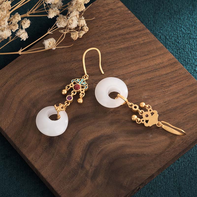 KarmaRipple's FengShui Ivory Jade Blessing Drop Earrings p8
