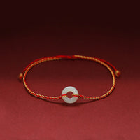 KarmaRipple's Round Peace Buckle Jade Fortune Abundance Woven Bracelet Anklet