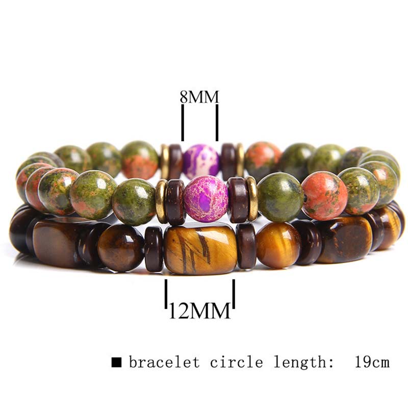 KarmaRipple's 2PCS Balancing Gemstone Emperor Stone Tiger Eye Bead Bracelet p18