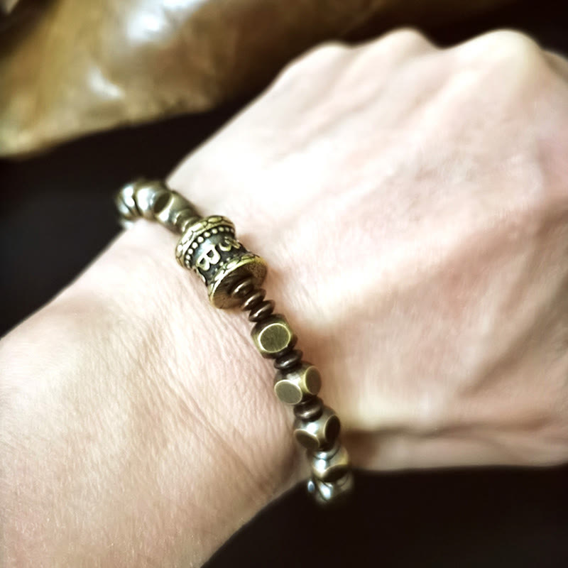 KarmaRipple's Tibetan Om Mani Padme Hum Carved Bronze Brass Amulet Focus Bracelet p14