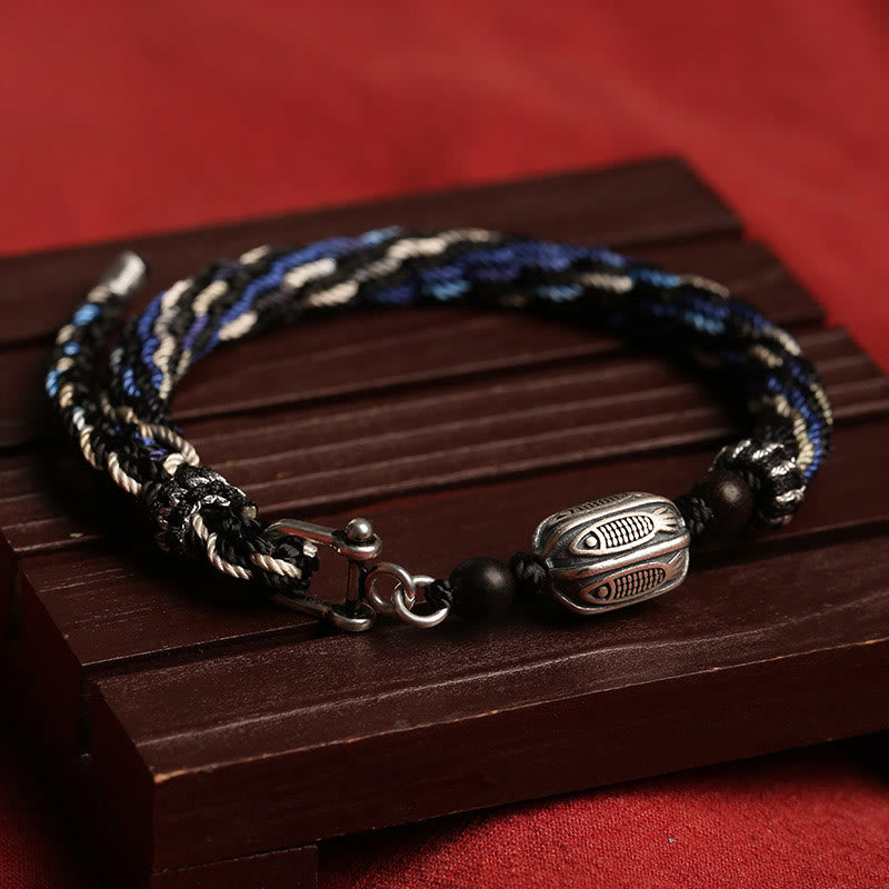 KarmaRipple's 925 Sterling Silver Koi Fish Wealth Reincarnation Weave Braid String Bracelet p4