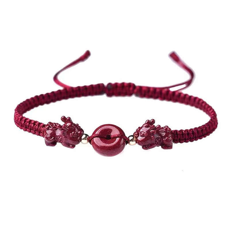 KarmaRipple's Cinnabar PiXiu Blessing Bronze Coin Peace Buckle Red String Bracelet p4