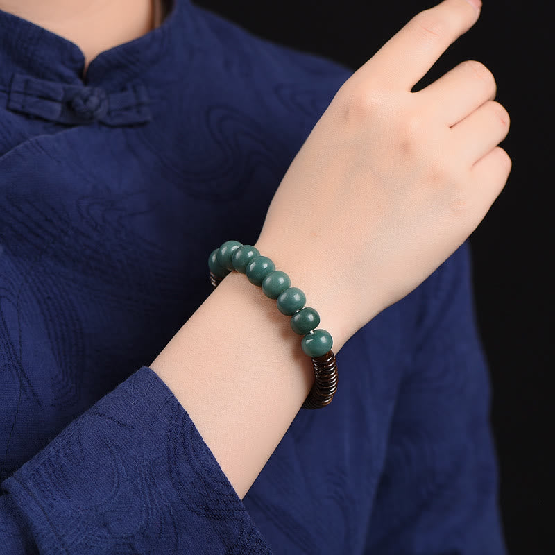 KarmaRipple's Tibetan Cyan Bodhi Seed Dzi Bead Coconut Shell Keep Away Evil Spirits Bracelet p7