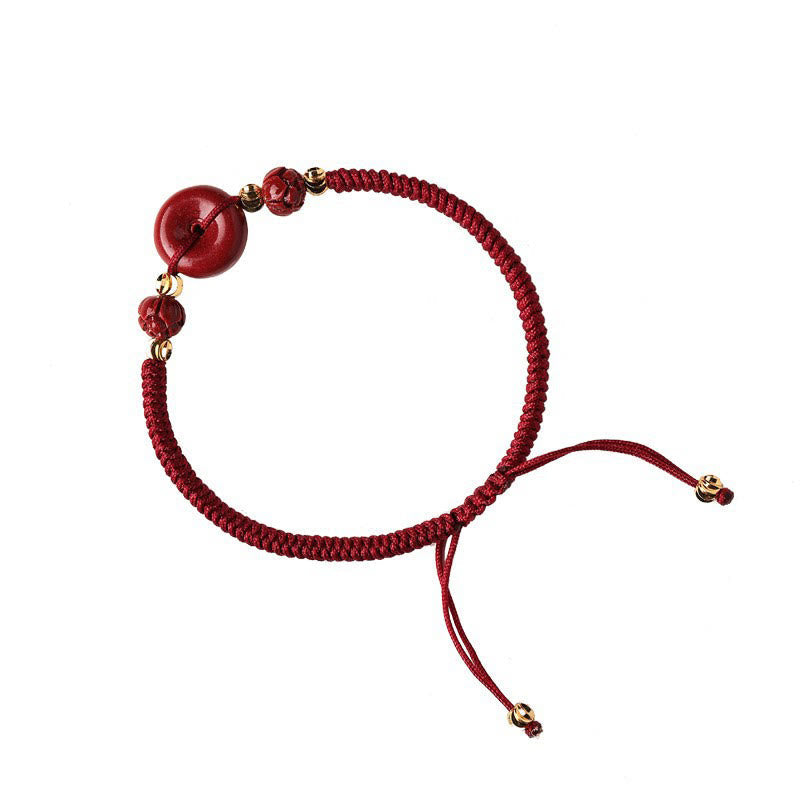KarmaRipple's Handmade Lotus Cinnabar Peace Buckle Blessing Braid Bracelet p12