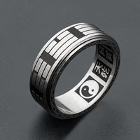 KarmaRipple's Bagua Yin Yang Titanium Steel Balance Rotatable Ring