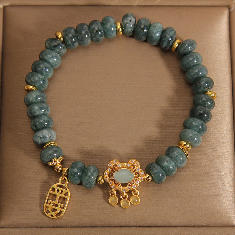 KarmaRipple's Authentic Jade Chinese Lock Talisman Peace Fortune Abundance Bracelet p2