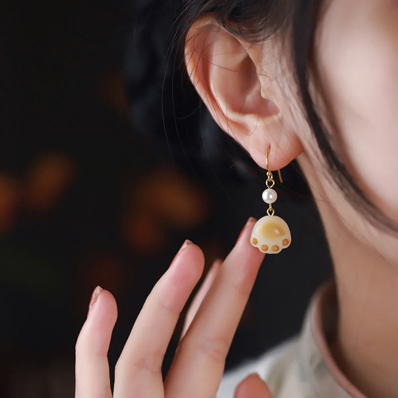 KarmaRipple's Bodhi Seed Lovely Cat Paw Claw Peace Dangle Drop Earrings p3