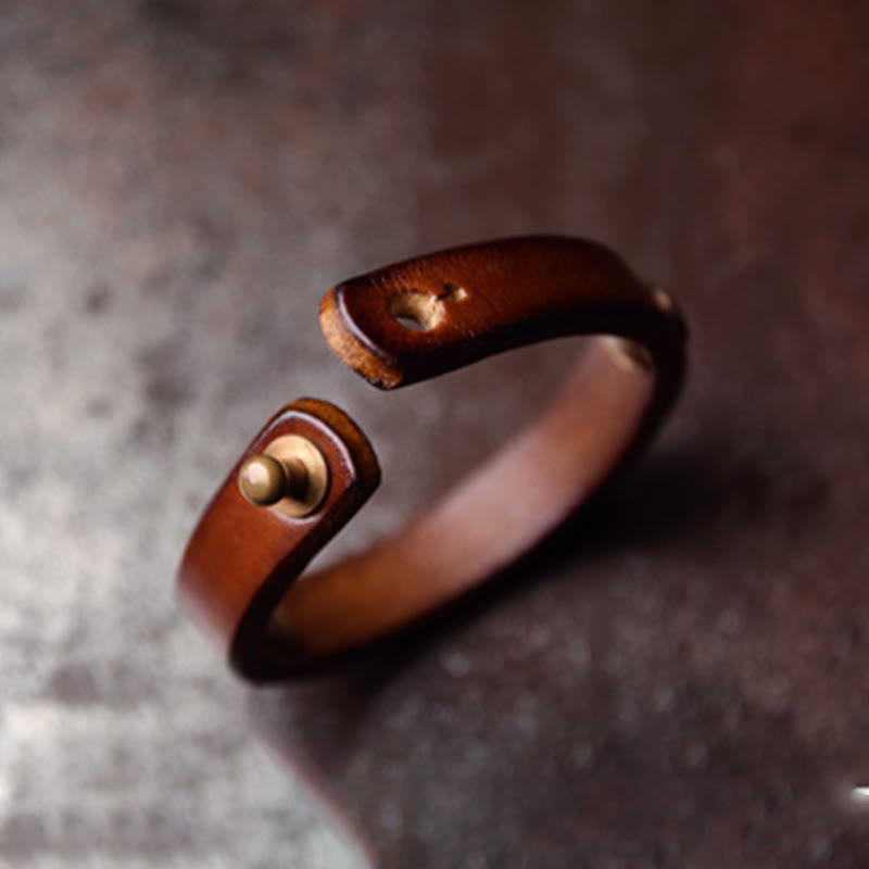 KarmaRipple's Vintage Handmade Texture Bronze Brass Leather Wealth Bracelet Bangle p7