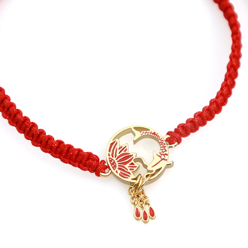 KarmaRipple's Tibetan Handmade Lotus Koi Fish Fortunate Red String Bracelet p6