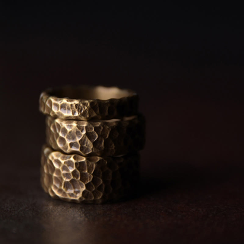 KarmaRipple's Tibetan Bump Texture Design Bronze Brass Fortune Ring p6