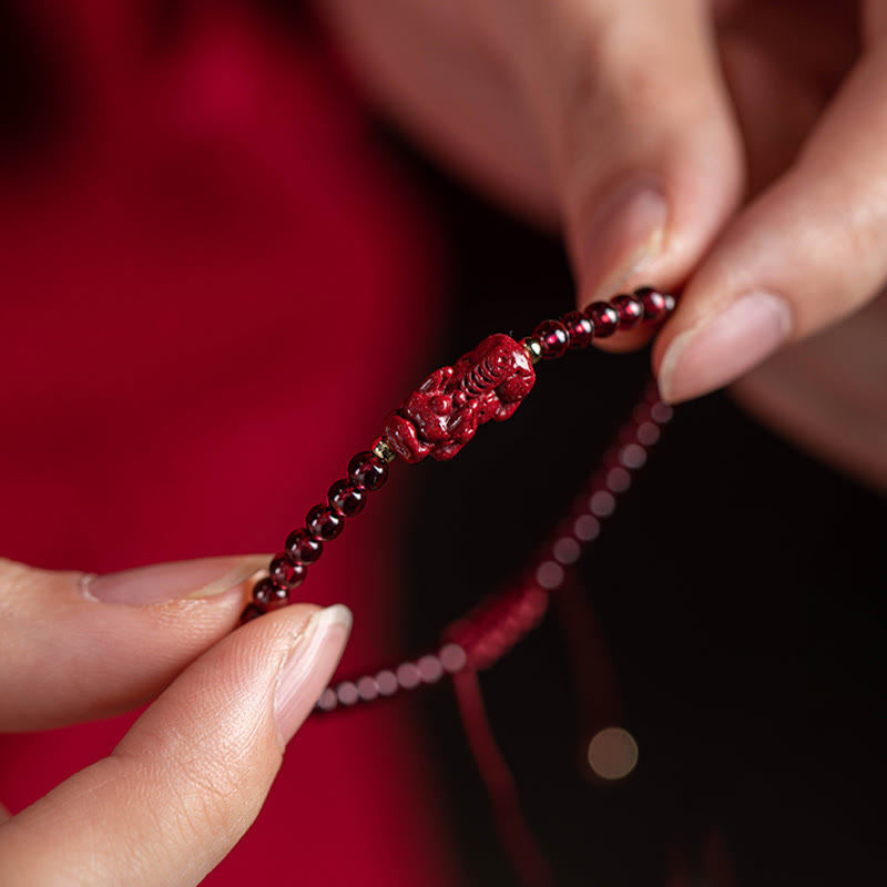 KarmaRipple's Garnet Cinnabar PiXiu Blessing Calm String Bracelet p8