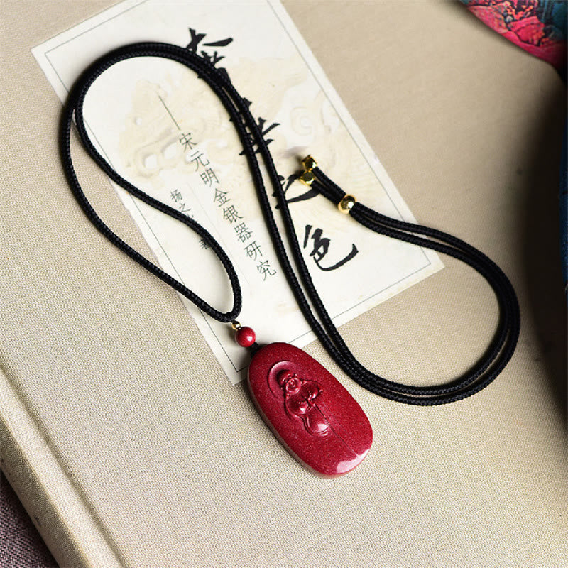 KarmaRipple's Laughing Buddha Yin Yang Chinese Zodiac Gourd Authentic Cinnabar Blessing Pendant Necklace p8