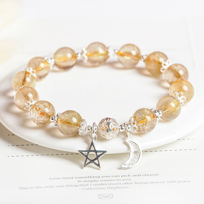 KarmaRipple's 925 Sterling Silver Authentic Citrine Happiness Moon Star Talisman Bracelet p1