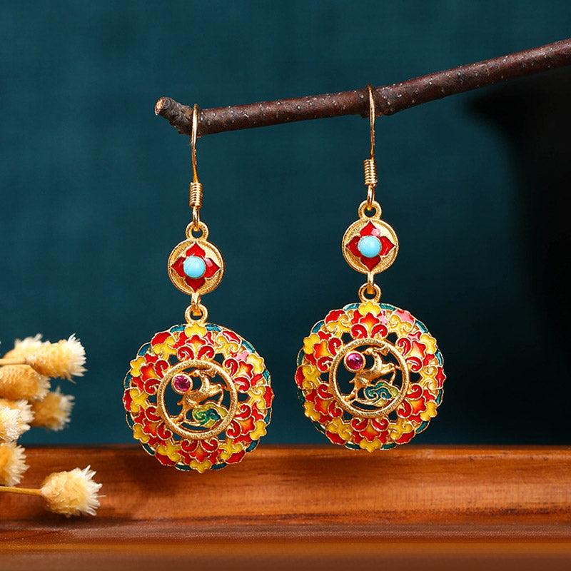 KarmaRipple's 24K Gold Plated Dunhuang Color Elk Bronze Balance Drop Earrings p2