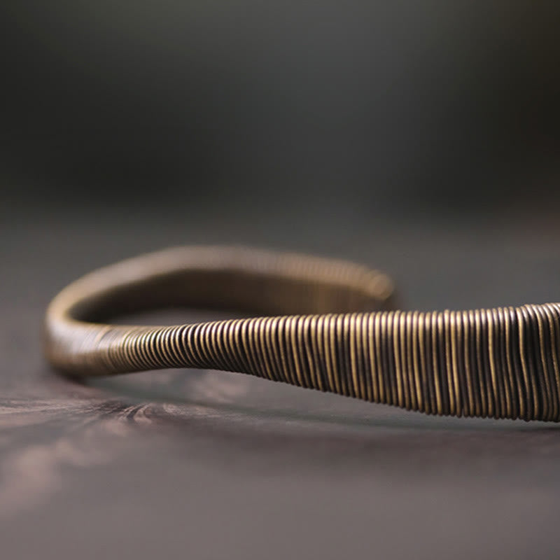 KarmaRipple's Simple Design Wrapped Bronze Fortune Wealth Adjustable Cuff Bracelet p5