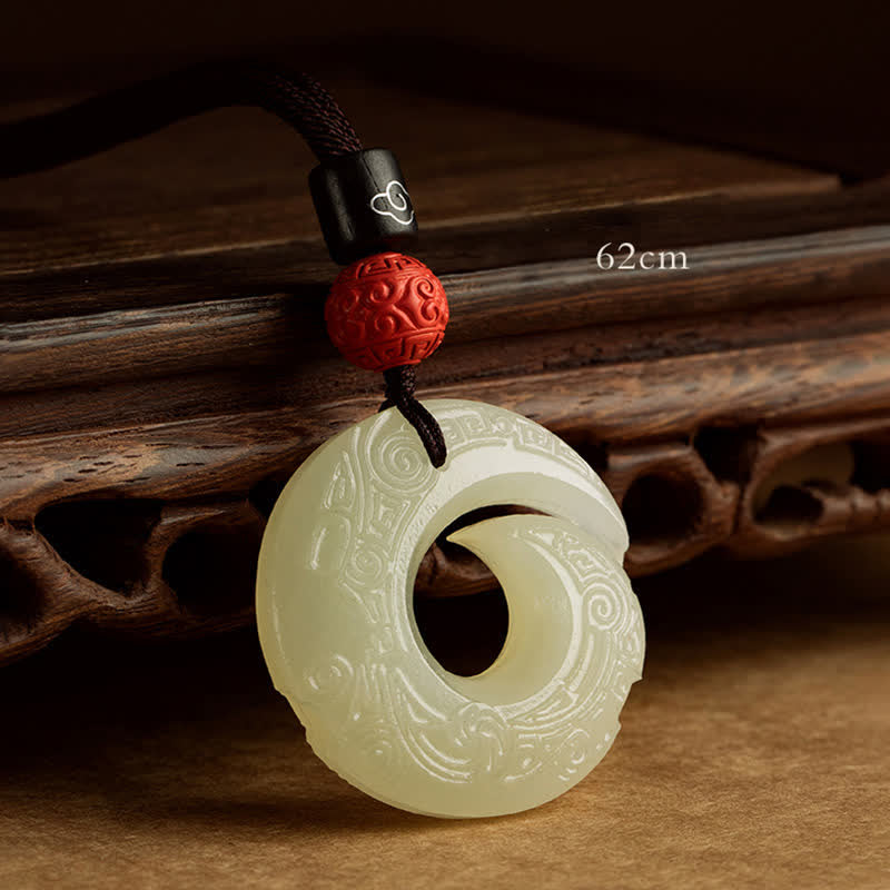 KarmaRipple's Peace Buckle Jade Small Leaf Red Sandalwood Cinnabar Agate Fortune Pendant Necklace p20