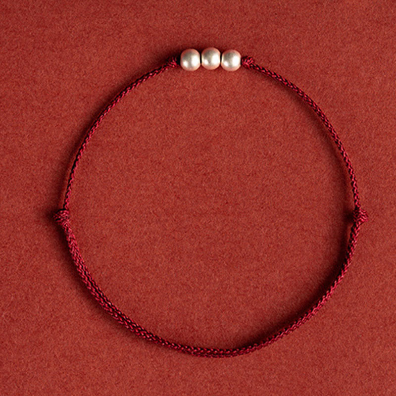 KarmaRipple's 925 Sterling Silver Three Beadwork Protection String Bracelet Anklet p5