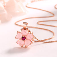 KarmaRipple's Pink Gemstone Love Heart Flower Soothing Pendant Necklace