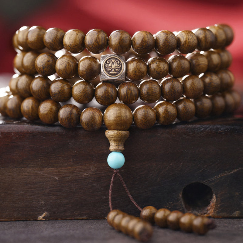 KarmaRipple's 108 Mala Beadwork 999 Gold Brunei Agarwood Heart Sutra Amber Red Agate Strength Meditation Bracelet p19