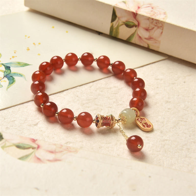 KarmaRipple's Authentic Red Agate Jade Confidence Fortune Blessing Talisman Bracelet p8
