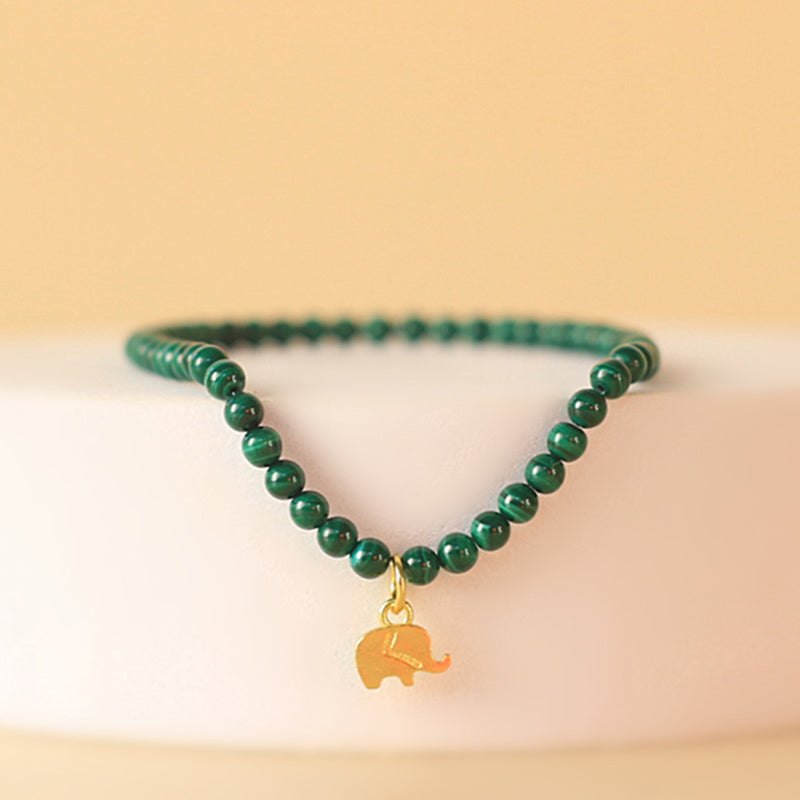 KarmaRipple's Authentic Malachite Elephant Anti-Anxiety Talisman Bracelet p6