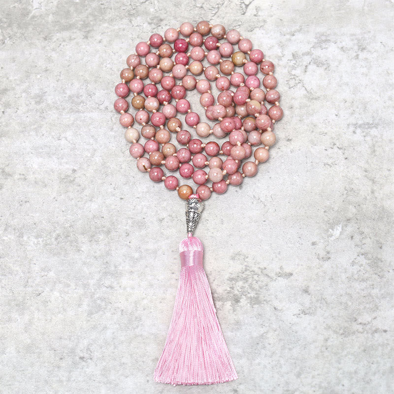 KarmaRipple's 108 Mala Rhodonite Beadwork Yoga Meditation Prayer Beadwork Bracelet p1