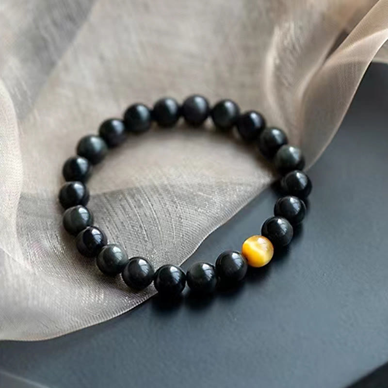 KarmaRipple's Authentic Rainbow Obsidian Tiger Eye Positive Love Bracelet p9