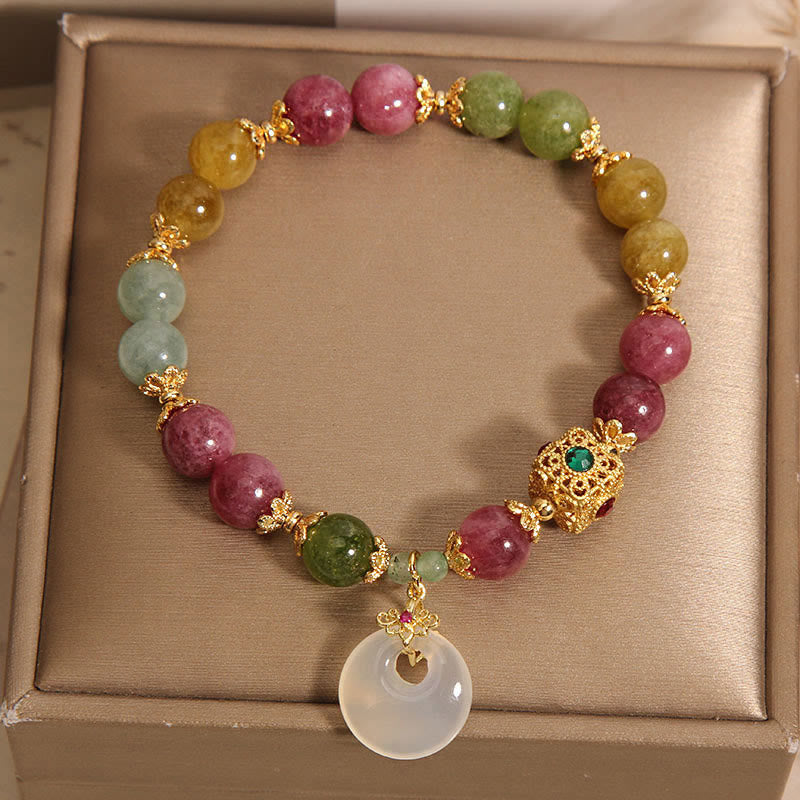 KarmaRipple's Colorful Tourmaline Peace Buckle Talisman Wisdom Bracelet p5