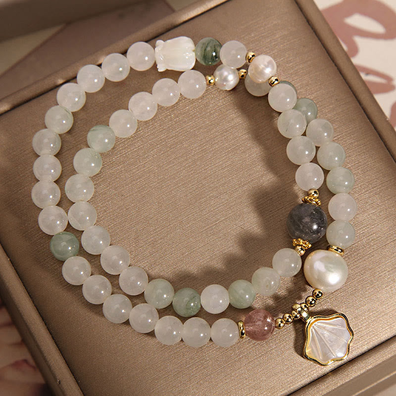 KarmaRipple's Double Layer Jade Shell Fortune Bracelet p5