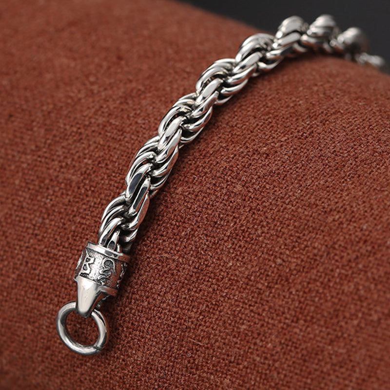 KarmaRipple's 925 Sterling Silver Tibet Om Mani Padme Hum Double Dorje Vajra Twisted Design Peace Love Bracelet p7