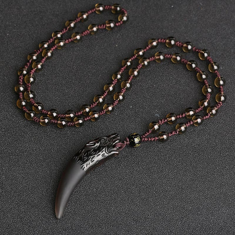 KarmaRipple's Authentic Ice Obsidian Wolf Tooth Pattern Courage Pendant Necklace p15