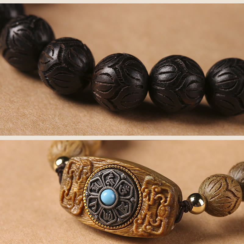 KarmaRipple's Green Sandalwood Ebony Wood Sandalwood Om Mani Padme Hum Soothing Bracelet p18
