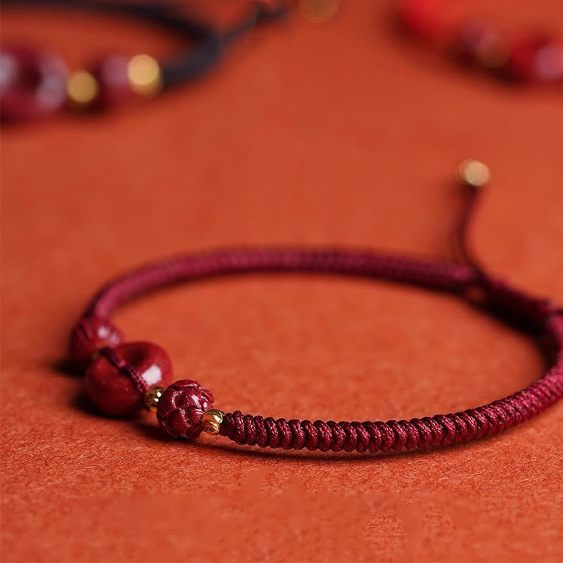 KarmaRipple's Handmade Cinnabar Peace Buckle Lotus Calm Blessing Woven Rope Bracelet p15