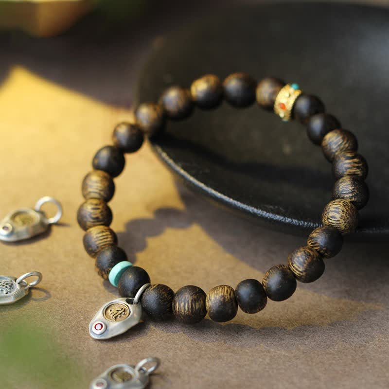 KarmaRipple's Vietnam Qinan Agarwood Turquoise Balance Strength Bracelet p29