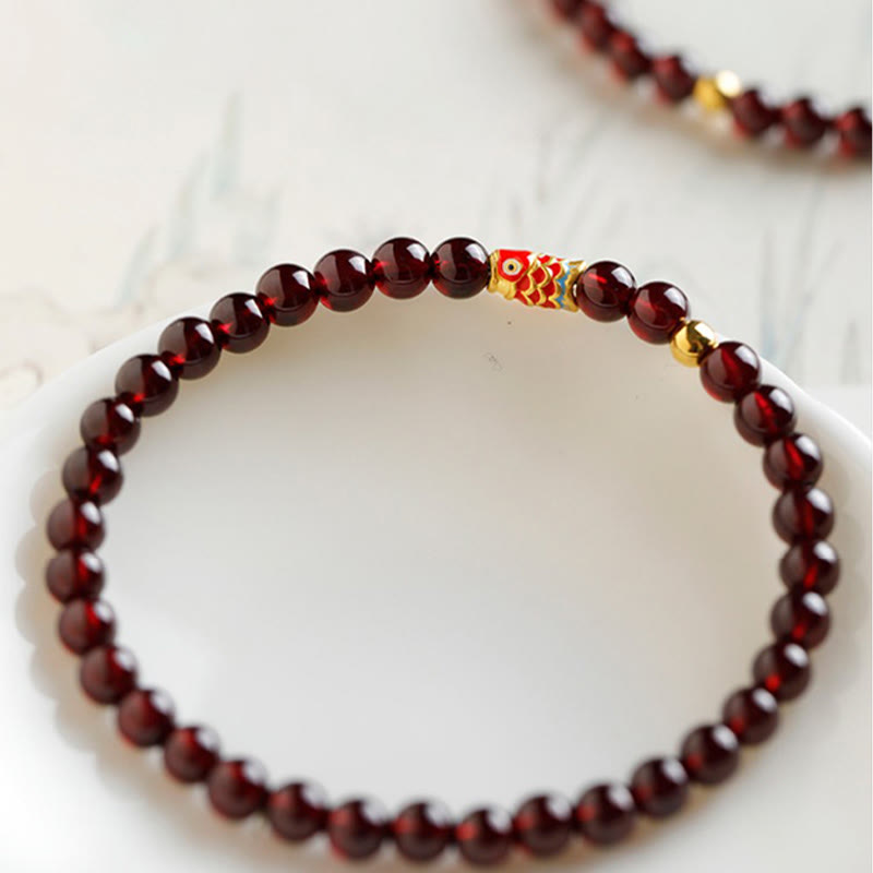 KarmaRipple's 999 Gold Koi Fish Authentic Garnet Protection Bracelet p7