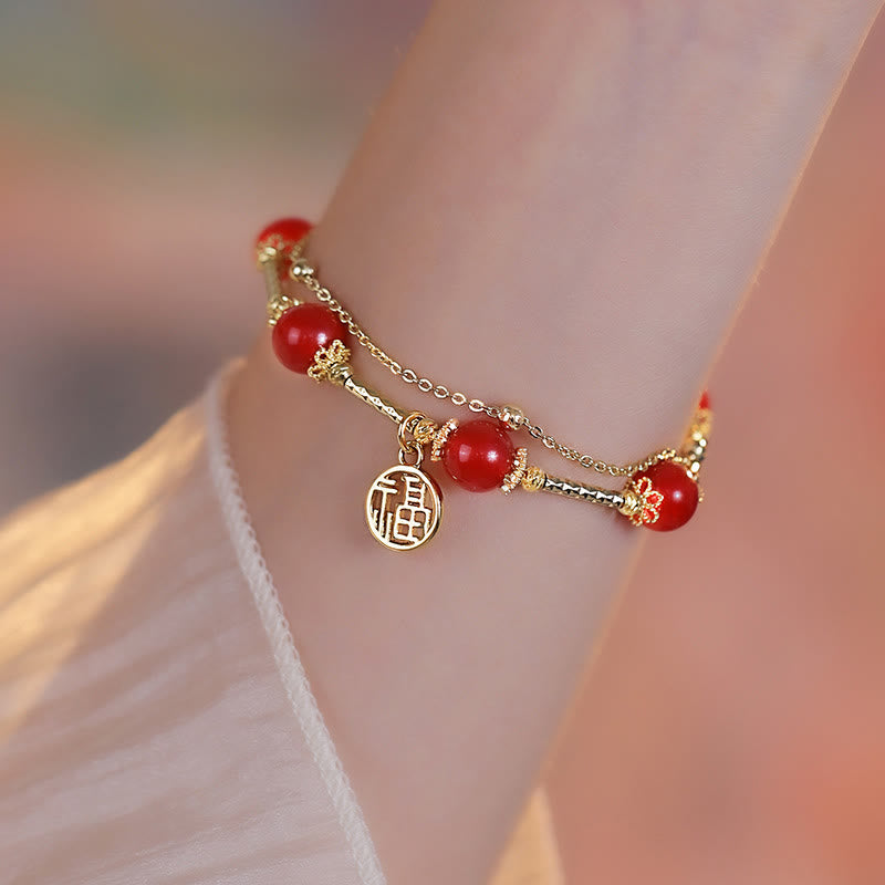KarmaRipple's Red Agate Fu Character Talisman Self-acceptance Bracelet p3
