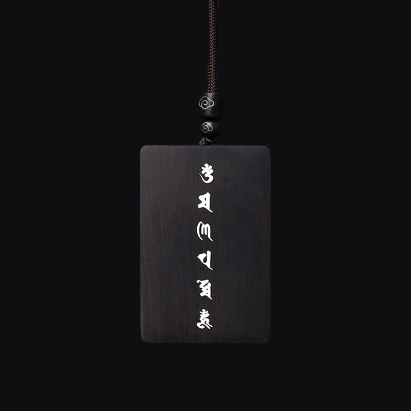 KarmaRipple's 999 Sterling Silver Small Leaf Red Sandalwood Ebony Wood Om Mani Padme Hum Inlaid Protection Pendant Necklace p15