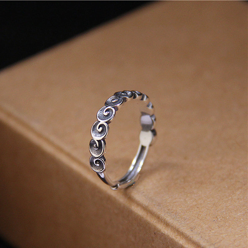 KarmaRipple's 925 Sterling Silver Auspicious Clouds Engraved Ring p4