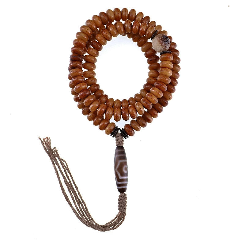KarmaRipple's Tibet 108 Mala Beadwork Yak Bone Three-eyed Dzi Bead Keep Away Evil Spirits Bracelet p16