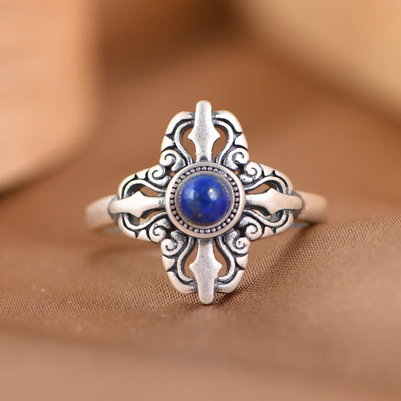 KarmaRipple's Tibet 925 Sterling Silver Authentic Lazurite Positive Adjustable Ring p12