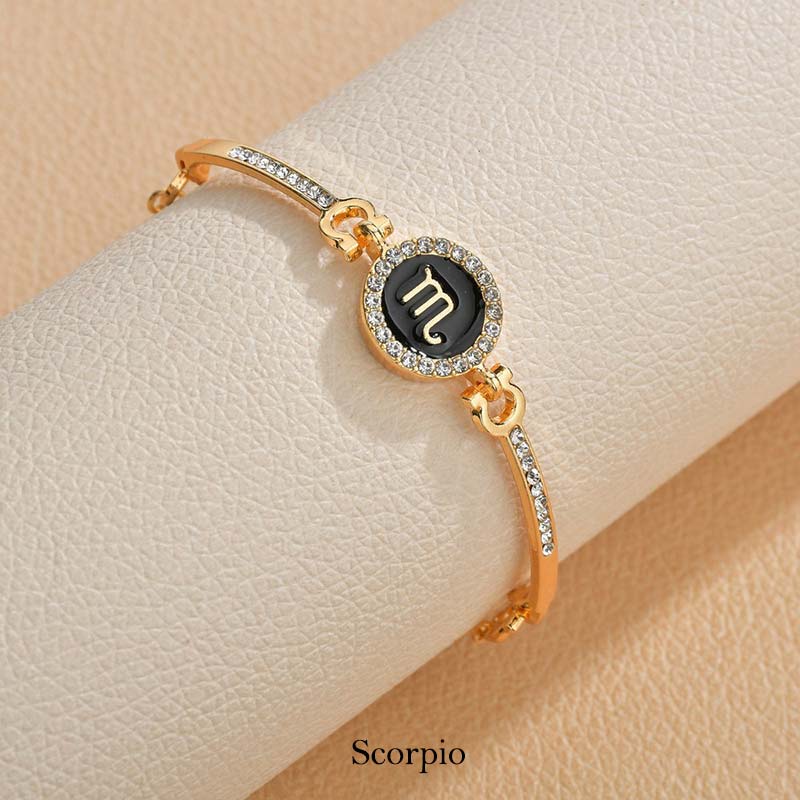 KarmaRipple's 12 Constellations of the Zodiac Rhinestone Chain Adjustable Bracelet ( p27