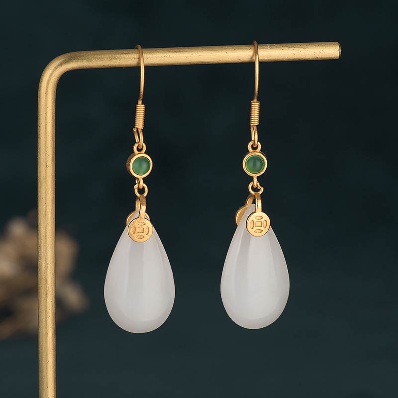 KarmaRipple's FengShui Ivory Jade Fortune Drop Earrings p5
