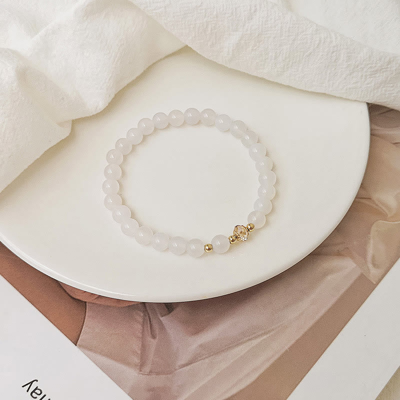 KarmaRipple's 14K Gold Plated Bronze Aquamarine Ivory Gemstone Ivory Agate Blue Gemstone Balancing Bracelet p16