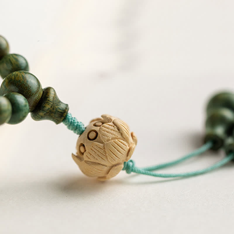 KarmaRipple's 108 Mala Beadwork Green Sandalwood Boxwood Lotus Positive Bracelet p16