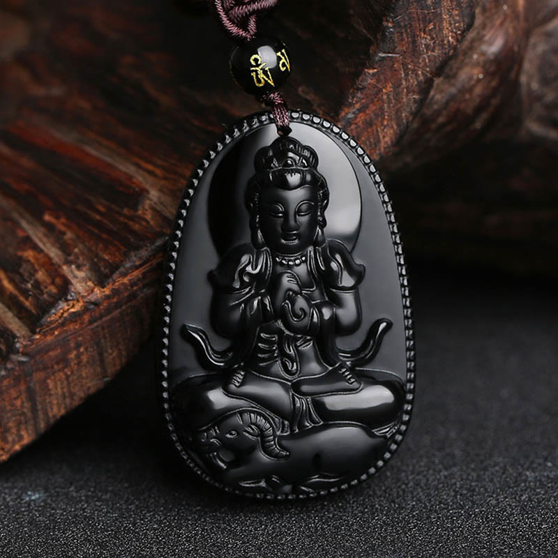 KarmaRipple's Chinese Zodiac Natal Buddha Authentic Black Obsidian Purification Pendant Necklace p9